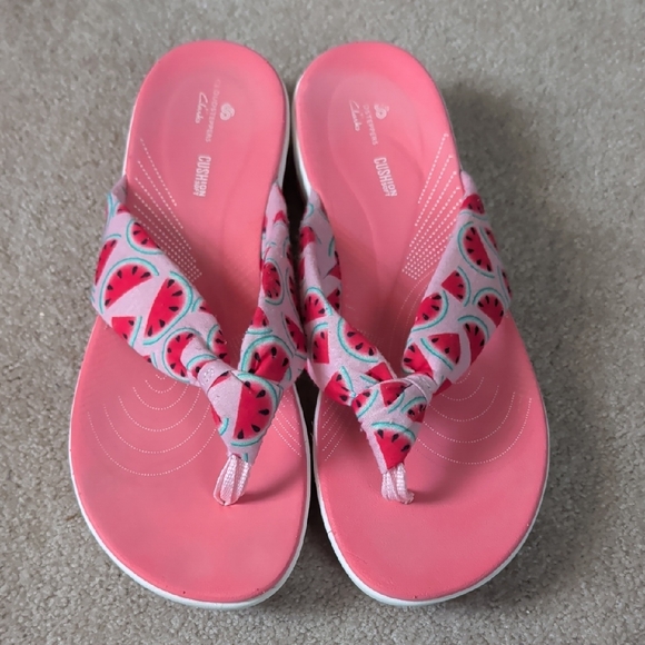 Cloudsteppers by Clarks Shoes - Cloudsteppers by Clarks Pink Watermelon Print Flip Flop Sandals